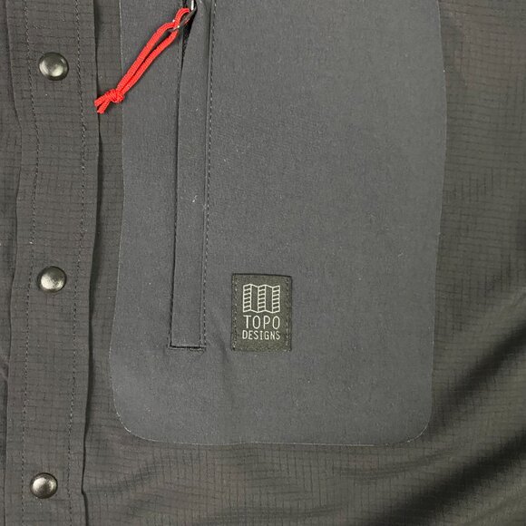 Topo Designs Shirt Men's Small Black Tech Utility Snap Snaps Hiking Outdoor - Picture 5 of 9